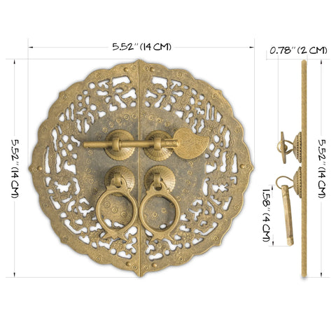 Flower Pot Cabinet Faceplate Set 5.52 Inches Square With Solid Brass Pull And Eight Radial Washers for doors and drawers.