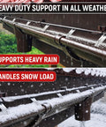 5 Inch Aluminum Gutter Hangers With Screws Easy Install K Style Hidden Gutter Hangers For Sagging Gutters Heavy Duty No Hassle Weatherproof Support Brackets 10 Pack installed with snow and rain load demonstrated.