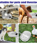 No Fuss Automatic Livestock Water Dispenser With Heavy Duty Stainless Steel Horse Water Bowl in use for goats, dogs, cats, and geese.