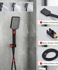 Matte Black Rain Shower Head And 8 Inch Square Shower System With 3 Setting Handheld Spray Wall Mounted Faucet Set