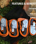 Heavy Duty Ratchet Tie Down Straps With Hooks 1 Inch Wide 10 Feet Long Pack Of 6 on grass with cam buckles and mesh bag