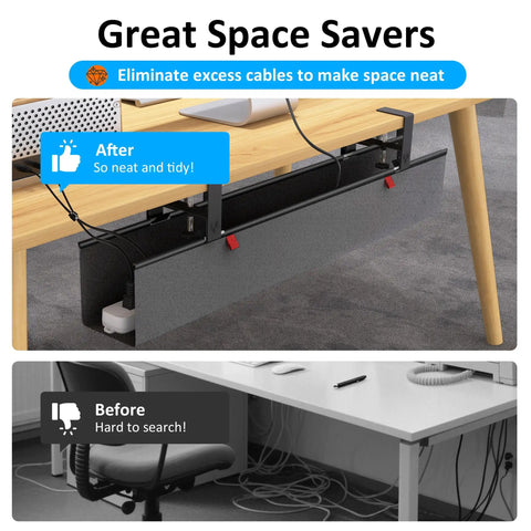 Under Desk Cable Management Tray With Fabric Wire Organizer Clamp Or Screw Mount Hidden Cord Raceway Black under desk