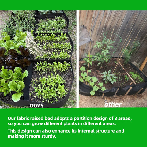 Fabric Raised Garden Bed Kit 128 Gallon With Eight Plant Grow Bags 3x6 Ft Planter for growing various plants outdoors