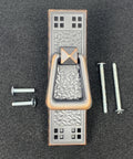 Vertical Mission Pull in Oil Rubbed Bronze for cabinets and drawers with mounting screws, elegant hardware for kitchen and furniture.