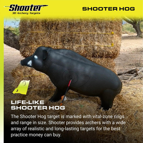 3D Hog Archery Target With Realistic Solid Body For True Field Practice, Vital Scoring Ring In Hit Zone, Includes Ground Stakes