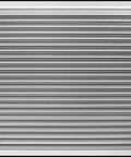 Front view of Aluminum Privacy HVAC Air Grille 24 By 24 With V Shaped Louvers Blocks 100 Percent View While Still Allowing Air Flow.