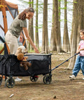 Collapsible Wagon Cart With Brakes 400 Lb Heavy Duty Large Capacity Portable Folding Wagon For Camping Gardening Shopping Gray