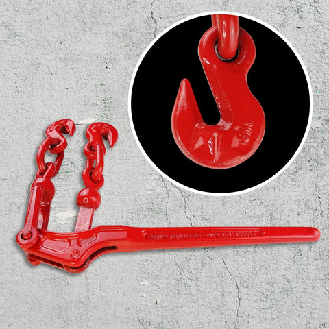 4 Pack Lever Load Binder With 2 Grab Hooks For Five Sixteenth Or Three Eighths Grade 70 Transport Chain 5400 Lb Working Load Limit