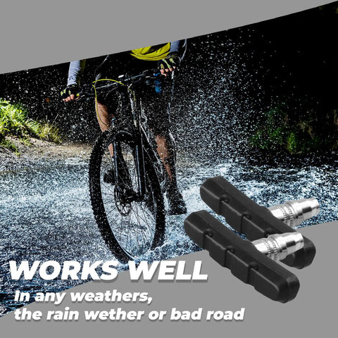 4 Pack Bike Brake Pads For City, Road And Mountain Bikes With Allen Wrench And Plastic Case, Premium V Brake Blocks