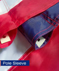 Close-up of USA Flag 2.5x4 Ft Pole Sleeve Banner Style With Embroidered Stars And Sewn Stripes Heavy Duty Durable Polyester For Outdoor