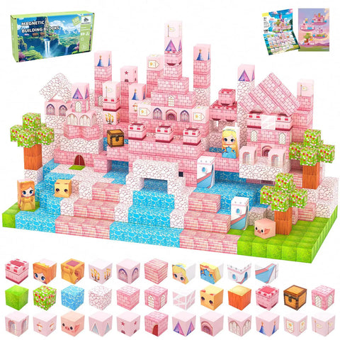 Magnetic Blocks Set 100 Pieces For Kids 3 Plus Totally Kid Friendly Open Ended STEM Toys Magnetic Tiles Castle Creation