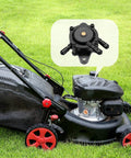 Six Pack Fuel Pumps For Lawn Mower Replacement Compatible with 491922 691034 692313 showcased next to a lawn mower