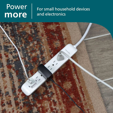 Six Outlet Surge Protector Power Strip With Braided Four Foot Cord, Flat Plug, Wall Mount Design, 720 Joules, ETL Safety Certified, White, Perfect For Home Office, Dorm Rooms, And Tech Setups