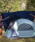 Skydome Camping Tent With Five Minute Setup Weatherproof 2, 4, 6, And 8 Person Shelter being set up in a forest
