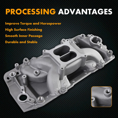 Chevy Big Block Air Gap Aluminum Intake Manifold Dual Plane For 1966-2000 BBC V8 Engines processing advantages view