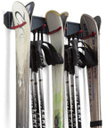Heavy Duty Wall Mounted Ski And Gear Rack For Garage Storage with skis and poles organized, weatherproof setup