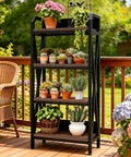 4 Tier Farmhouse Bakers Rack Heavy Duty Metal Wood Shelves Built Like A Tank Rock Solid X Brace Reinforcement Sleek Industrial Design Ultimate Kitchen Storage Solution 25.6 Inch Width with plants.