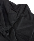 Close-up of black Lycra material from Stretchy Mixer And Equipment Cover For DJ Gear And Studio Rigs Up To 22 By 22 By 6 Inches Dustproof Lycra Shield With Adjustable Shock Cord For A Snug Protective Fit