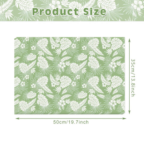 Sage Green Monstera Tissue Paper 50 Sheets 20x14 Inches pattern detail with dimensions of 50x35 cm shown on a white background