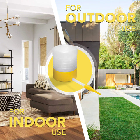 Diatomaceous Earth Powder Duster With 6 Inch Extension Nozzle in indoor living room and outdoor garden settings