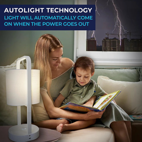 Mother reading to child by Dope Modern Vertical Lamp With Qi Wireless Charger And Emergency Battery Backup for night light