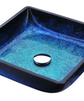 Blazing Blue Rectangular Glass Vessel Sink For Modern Bathrooms Top Mount Above Counter Vanity Bowl With Durable Tempered Glass
