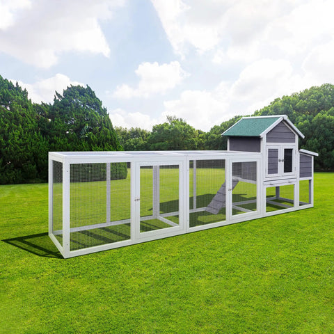 Spacious Wooden Chicken Coop And Rabbit Hutch For Outdoors With Nesting Box, Waterproof Roof, Sliding Door, Removable Tray