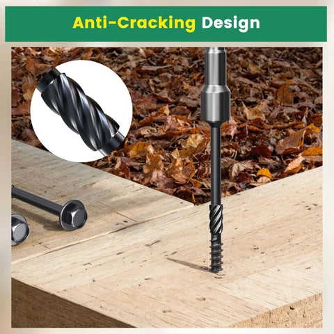 Installed Fourteen By Four Inch Wood Structural Screws Exterior Hex Head Lag Screws Black Heavy Duty Timber Decking And Landscaping Screws Fifty Pack With Five Sixteenths Inch Hex Socket Included No Pre Drill Needed Anti Corrosion Salt Spray Tested