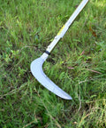 Long Handle Weeding Sickle With Serrated And Plain Edged Blade, 51 Inch Adjustable Lightweight Garden Tool for gardens, yards, fields.