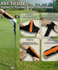 Golf Wrist Brace And Swing Trainer For Ambidextrous Use, Medical-Grade Splint Supports Post-Injury Recovery shown in use and steps