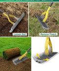 2-In-1 Dethatching Rake With Adjustable Head And 19 Tooth Heavy Duty Metal Tines For Deep Thatch Penetration, Moss Removal