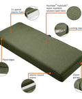 Montlake FadeSafe Outdoor Bench Cushion 54 x 18 x 3 Inch Heather Fern for Patio Hangouts Water Repellent and Fade Resistant Seat Pad PFAS Free