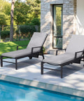 Outdoor Chaise Lounge Cushions Set Of 2 72 Inch Waterproof Fade Resistant And UV Protected Light Gray Cushions by poolside