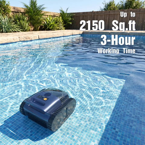 Cordless Robotic Pool Cleaner With 180 Minute Runtime For Inground Pools Wall And Waterline Climbing Auto Vacuum