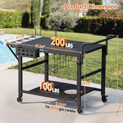 Universal Pizza Oven Table And Grill Cart For Outdoor Kitchens All In One Setup Workhorse Fits Blackstone Ninja Cuisinart Gozney