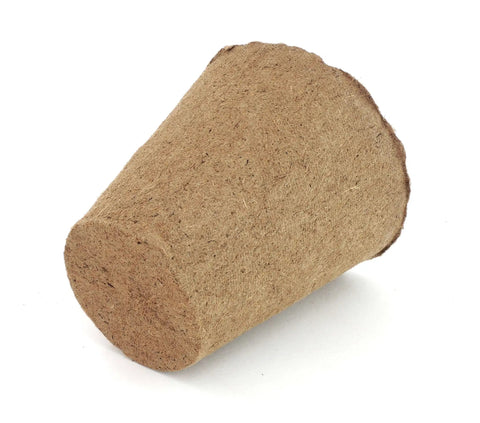 Single 4 Inch Plantable Seed Starter Pot showing natural spruce fibers texture, part of 30 pack, biodegradable, eco-friendly design.