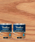Fast Dry Rad Water Based Wood Stain For Interior Furniture And Cabinets Low Odor Lightning Quick Set Formula One Coat Flex Boosts Killer Wood Grain With Smooth Finish in Ipswich Pine, two quart cans.