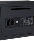 Digital Drop Safe Money Drop Box With Front Deposit Slot, Steel Security Safe With LED Keypad, Wall Or Floor Mount, Compact Black Safe