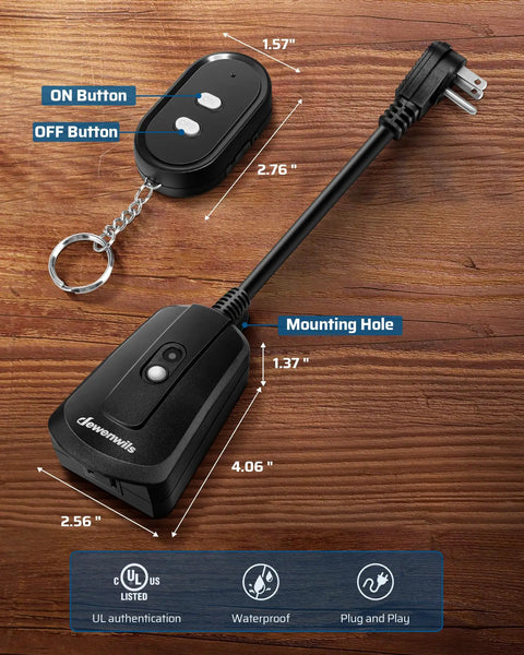 Rugged Built Tough Outdoor Wireless Remote Outlet Switch For Lights And Decor 15 Amp Heavy Duty Weatherproof Power Control