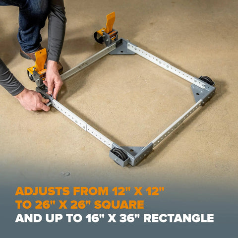 Heavy Duty Universal Mobile Tool Base With Swivel Casters, Adjustable Tool Dolly Expands From 12 By 12 To 26 By 26 Inches
