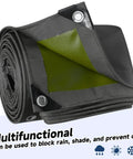 Beefy Ultra Heavy Duty Tear Resistant Canvas Tarpaulin 10x12 Ft visible with folded layers and grommets