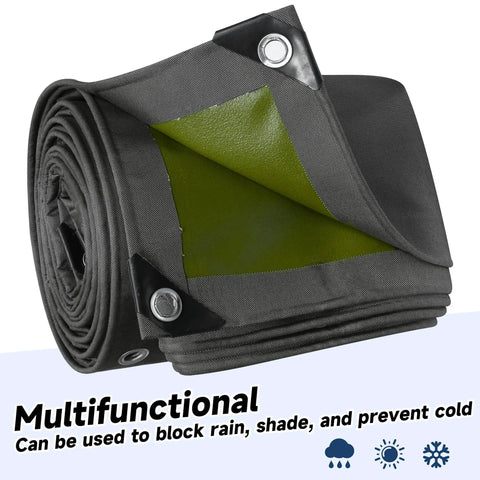 Beefy Ultra Heavy Duty Tear Resistant Canvas Tarpaulin 10x12 Ft visible with folded layers and grommets