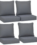 Fade Resistant Outdoor Chair Cushions Set Of 4, 24x24 Deep Seat Patio Cushions For Chairs And Sofas, Quick Drying Fabric, High Density Foam, Weatherproof Comfort In Gray, showing front view of cushions.