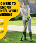 Weed Puller Tool 44 Inch Stand Up Weeder With 4 Claw Steel Head Dual Weed Eject Tech Bamboo Handle Garden Remover, standing use