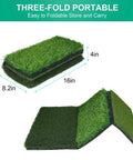 3-In-1 Golf Hitting Mat Foldable Grass Mat With Tri-Turf For Realistic Chipping, Swing Training And Putting Practice, folded view