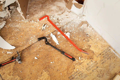 18 Inch Indexing Flat Pry Bar With 15 Locking Positions on construction site floor