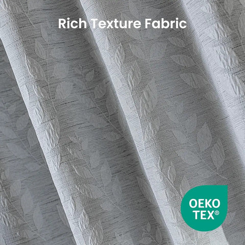 Close-up of Jacquard 180 GSM Light Gray Blackout Curtains For Bedroom And Living Room With Thermal Insulation And Room Darkening.