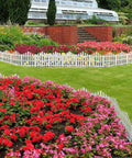 No Dig Garden Edging Border Kit 13 Ft White 14.6 Inch Tall with 14 Stakes in garden setting defining flower beds