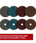 Pro Grade Surface Conditioning Disc For Metal Sanding And Prep, 4.5 Inch Diam with center hole and no hole options, assorted colors