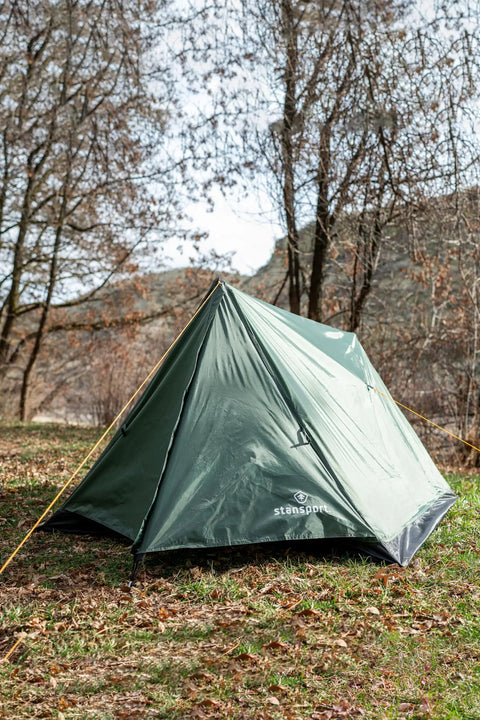 Green Forest Scout Backpack Tent for Quick Camp Setup Lightweight Frame Shelter With 1000mm PU Coated Polyester set up outdoors